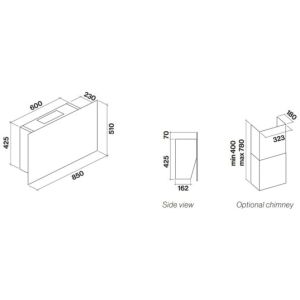 Hotte décorative murale FALMEC Cover1410 verre blanc 85 cm