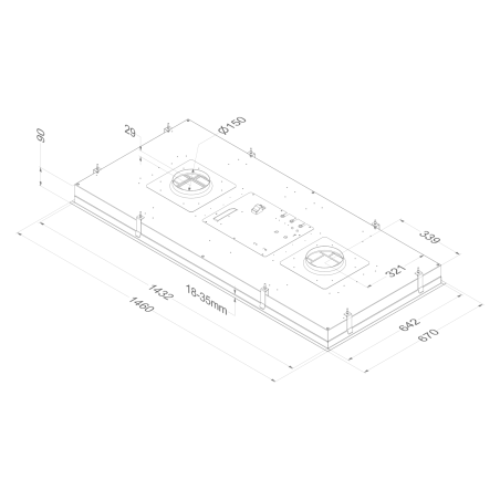 Groupe filtrant Plafonnier NOVY 150 cm Maxi Pureline Blanc 856 (SANS MOTEUR)