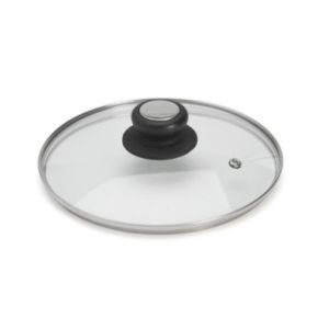 Couvercle DE BUYER en verre cerclé inox avec bouton bakélite/inox