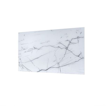 Crédence en verre trempé 90 cm Laqué blanc effet marbré