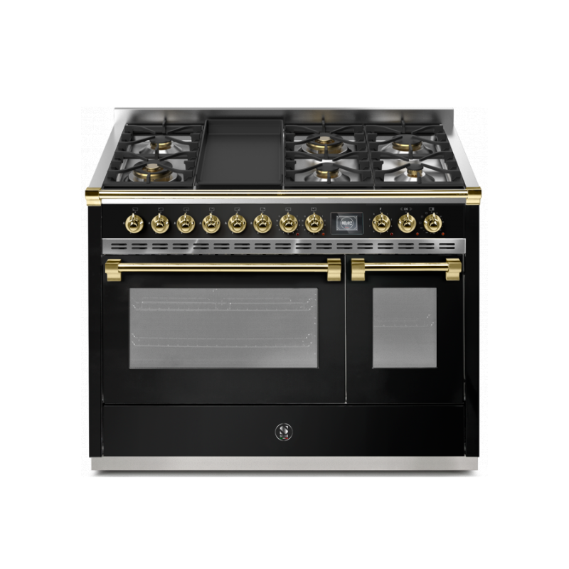 Piano de cuisson STEEL ASCOT 120 cm combi-steam - 6 feux gaz + 1 plancha 6T