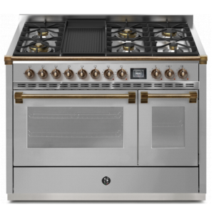 Piano de cuisson STEEL ASCOT 120 cm combi-steam - 6 feux gaz + 1 barbecue 6B