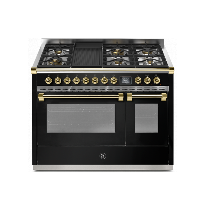 Piano de cuisson STEEL ASCOT 120 cm combi-steam - 6 feux gaz + 1 barbecue 6B