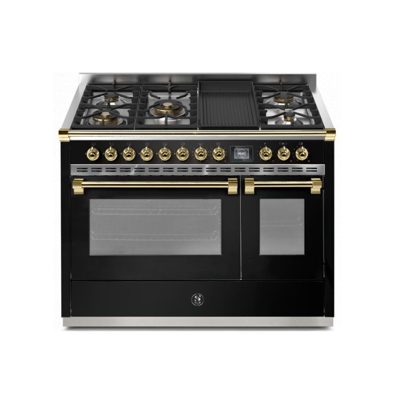 Piano de cuisson STEEL ASCOT 120 cm combi-steam - 6 feux gaz + 1 barbecue 4BM