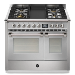 Piano de cuisson STEEL ASCOT 100 cm combi-steam - 4 FEUX GAZ + 1 PLANCHA 4T