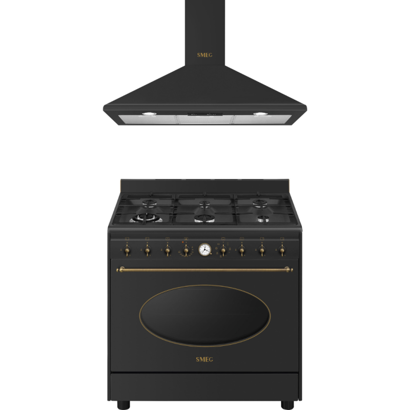 Pack piano de cuisson CO96GMA9 + hotte KSED95COA SMEG Coloniale