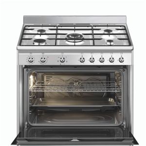 Piano de cuisson SMEG pas cher 90 cm mixte CX90GM Inox | Pianos SMEG
