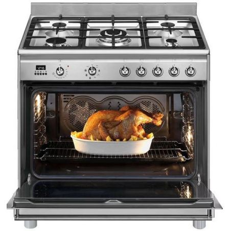 Piano de cuisson gaz SMEG pas cher 90 cm Inox - Four XXL électrique