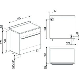 Piano de cuisson gaz SMEG pas cher 90 cm Inox - Four XXL électrique