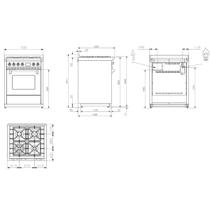 Piano de cuisson Steel Ascot 70 cm Combi-Steam