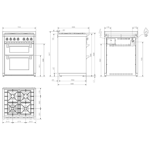 Piano de cuisson Steel Ascot 70 cm Double Four Induction AQ7SF-4I