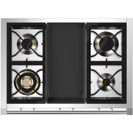 Piano de cuisson Steel Ascot 90 cm Combi-Steam 6 feux gaz AQ9S-4T