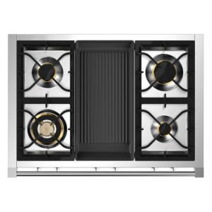 Piano de cuisson Steel Ascot 90 cm Combi-Steam 6 feux gaz AQ9S-4B