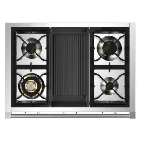 Piano de cuisson Steel Ascot 90 cm Combi-Steam 6 feux gaz AQ9S-4B