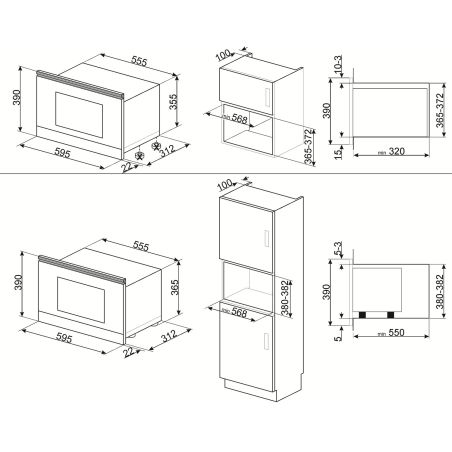 Micro-ondes gril encastrable SMEG Cortina gris anthracite MP722AO