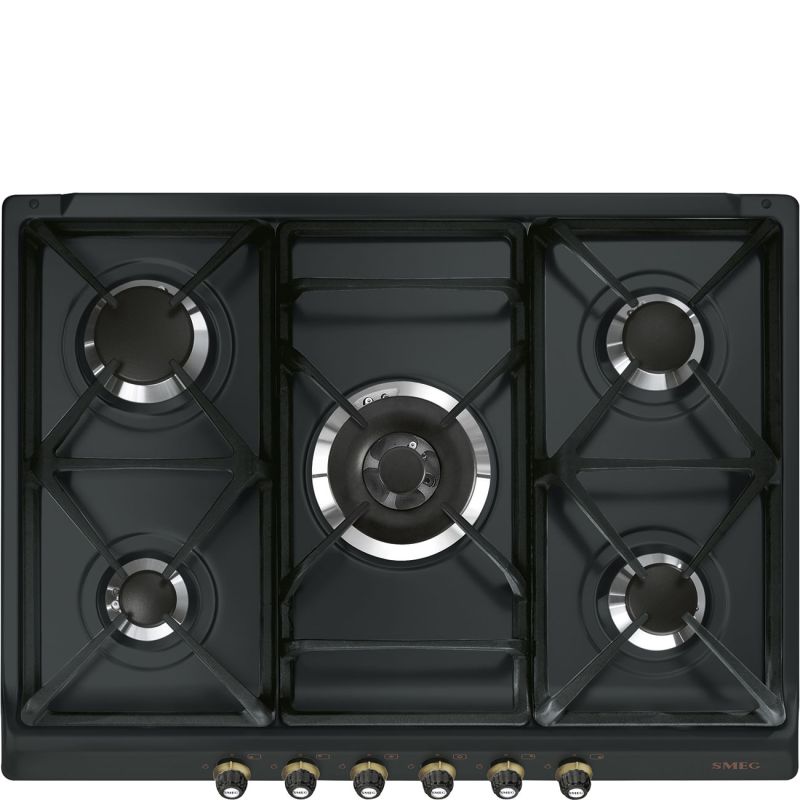 Plaque de cuisson encastrable SMEG Cortina 70 cm gaz gris anthracite