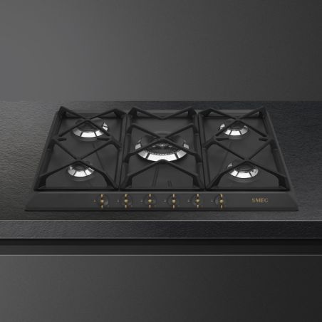 Plaque de cuisson encastrable SMEG Coloniale 70 cm gaz gris anthracite