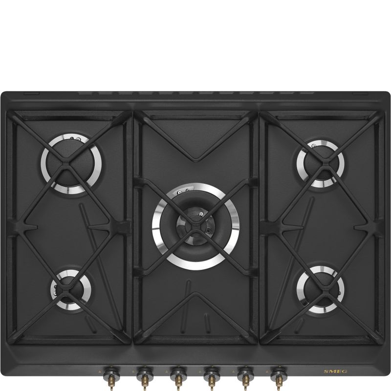 Plaque de cuisson encastrable SMEG Coloniale 70 cm gaz gris anthracite