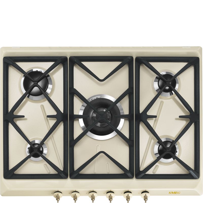 Plaque de cuisson encastrable SMEG Coloniale 70 cm gaz crème
