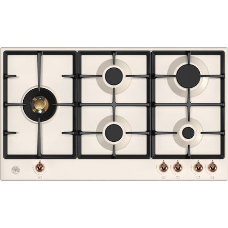 Plaque de cuisson BERTAZZONI Heritage 90 cm 5 feux gaz ivoire/cuivre