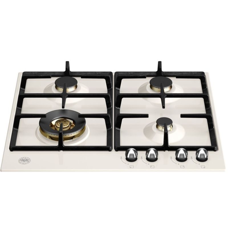 Plaque de cuisson BERTAZZONI 60 cm 4 feux gaz ivoire/inox