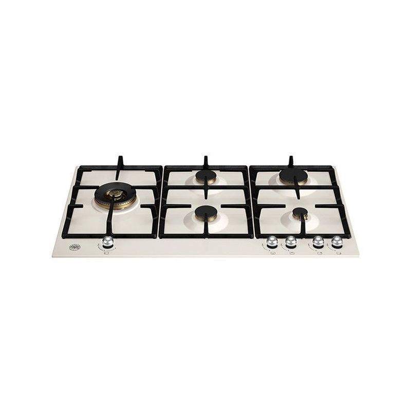 Plaque de cuisson BERTAZZONI Heritage 90 cm 5 feux gaz ivoire/inox