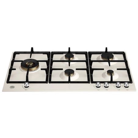 Plaque de cuisson BERTAZZONI Heritage 90 cm 5 feux gaz ivoire/inox