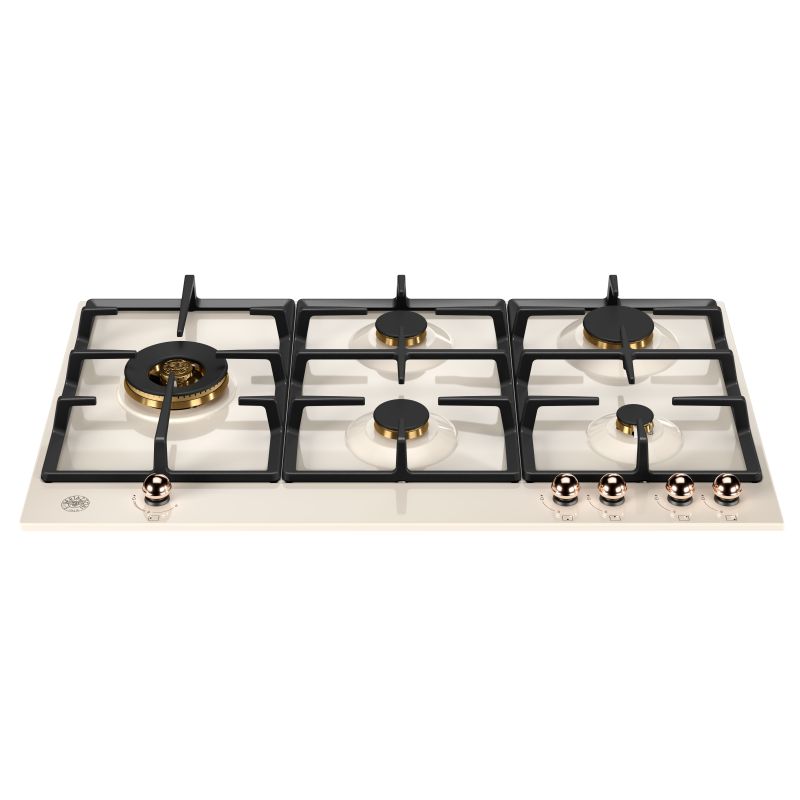Plaque de cuisson BERTAZZONI Heritage 90 cm 5 feux gaz ivoire/cuivre