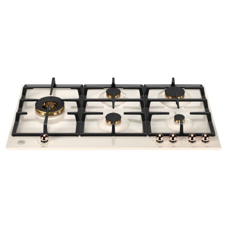 Plaque de cuisson BERTAZZONI Heritage 90 cm 5 feux gaz ivoire/cuivre