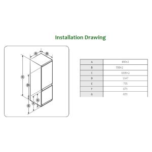 Réfrigérateur combiné encastrable 75 cm Lofra