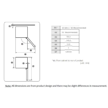 Réfrigérateur combiné encastrable 75 cm Lofra