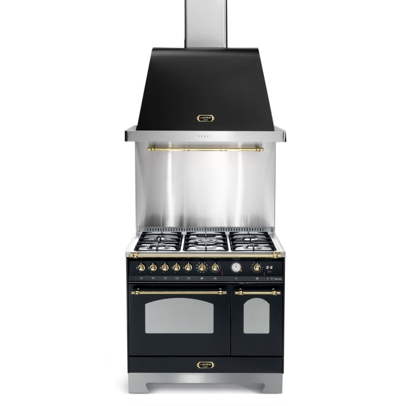 Duo piano de cuisson et hotte Lofra Dolcevita 90cm 2 fours noir laiton