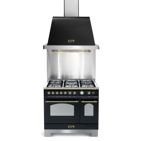 Duo piano de cuisson et hotte Lofra Dolcevita 90cm 2 fours noir laiton