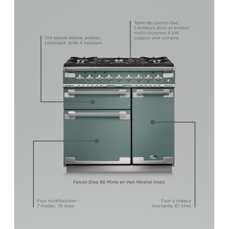 Piano de cuisson Falcon ELISE MIXTE 90cm | Cuisinières Grande Largeur