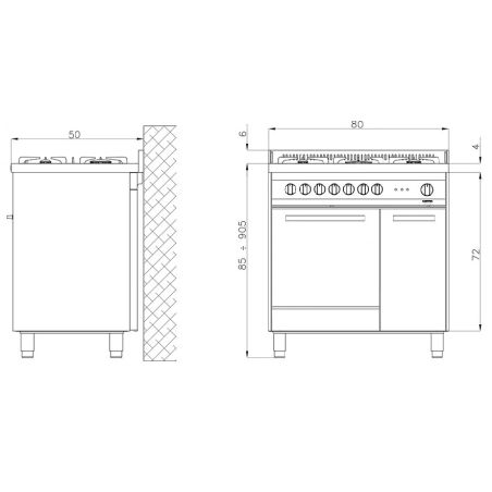 Piano de cuisson Lofra MAXIMA 80 cm mixte ref M85G/C | Cuisinières Grande Largeur