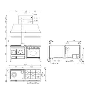 Cuisinière mixte à bois Prestige ARCHAMBAUD E-180-M - 180cm