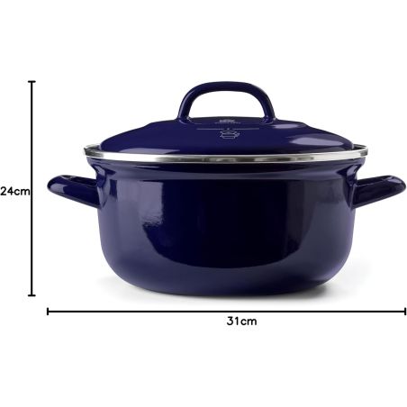 Cocotte BK en émail ronde 26 cm - Bleu Indigo