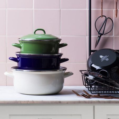 Cocotte BK en émail ronde 26 cm - Bleu Indigo