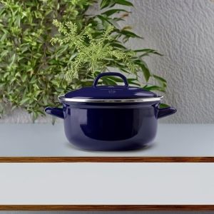 Cocotte BK en émail ronde 26 cm - Bleu Indigo