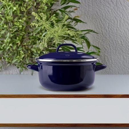 Cocotte BK en émail ronde 26 cm - Bleu Indigo