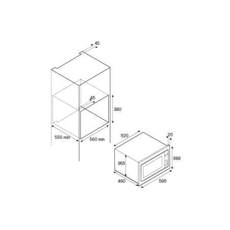 Four micro-ondes gril BERTAZZONI Professional 60x38 cm Inox