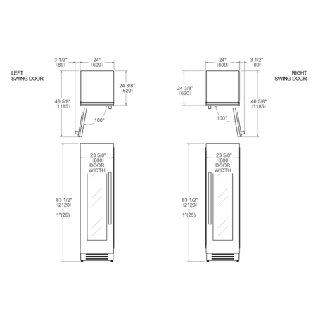Cave à vin encastrable en colonne BERTAZZONI WC605BLX2T