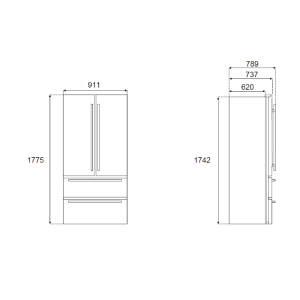 Réfrigérateur combiné pose libre BERTAZZONI 4 portes inox REF904FFNXTC