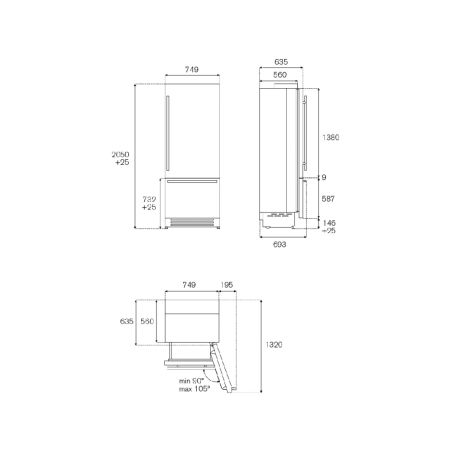 Réfrigérateur encastrable BERTAZZONI inox 75 cm REF755BBRXTT