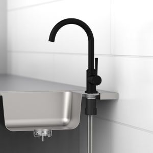 Mitigeur cuisine SCHÜTTE avec bec rond noir mat CORNWALL 79166