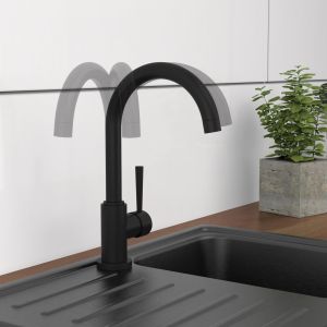 Mitigeur cuisine SCHÜTTE avec bec rond noir mat CORNWALL 79166