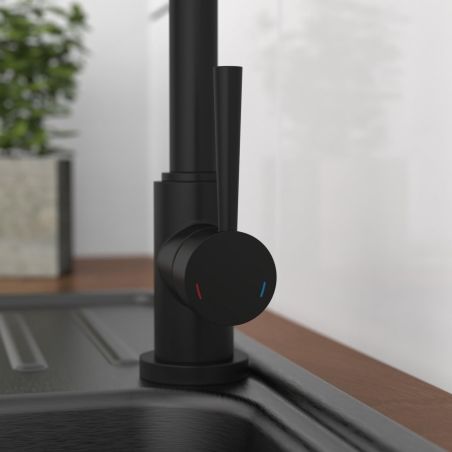 Mitigeur cuisine SCHÜTTE avec bec rond noir mat CORNWALL 79166