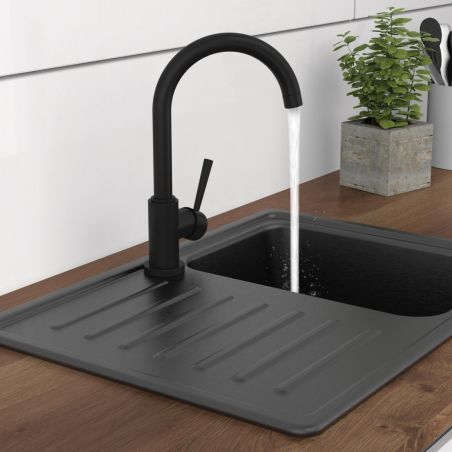Mitigeur cuisine SCHÜTTE avec bec rond noir mat CORNWALL 79166