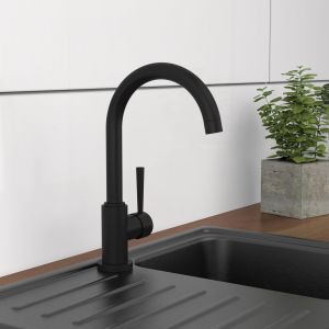 Mitigeur cuisine SCHÜTTE avec bec rond noir mat CORNWALL 79166