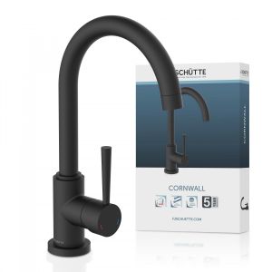 Mitigeur cuisine SCHÜTTE avec bec rond noir mat CORNWALL 79166
